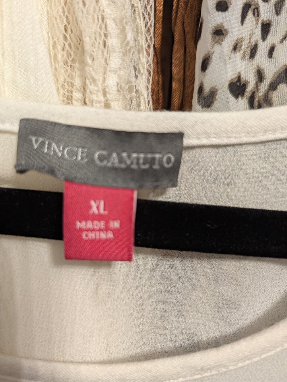 Vince Camuto Women’s XL Ivory Cream Sheer Chiffon Layered High-Low Blouse